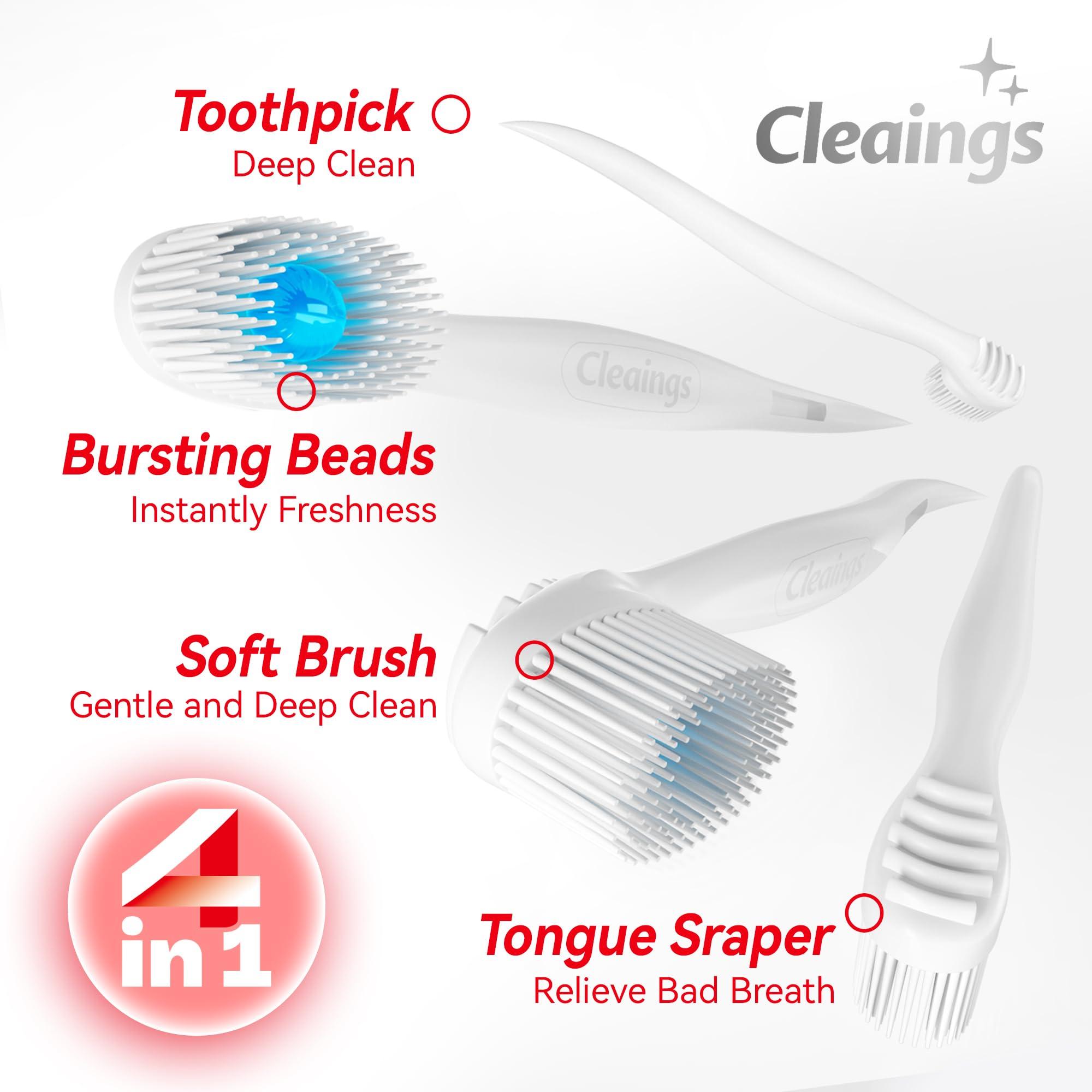 cleaings Mini Brushes-Disposable Toothbrushes with Cleaning Beads Toothpaste and Pick for Work or Travel, 24 Count-Mix FlavorPack of 1