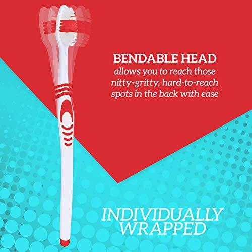 Lingito 25 Bulk Toothbrushes | Individually Wrapped | Manual Disposable Travel Toothbrush Set for Adults or Kids | Made with a Medium-Soft Large Head | Multi-Color | Travel Toiletry Oral Set