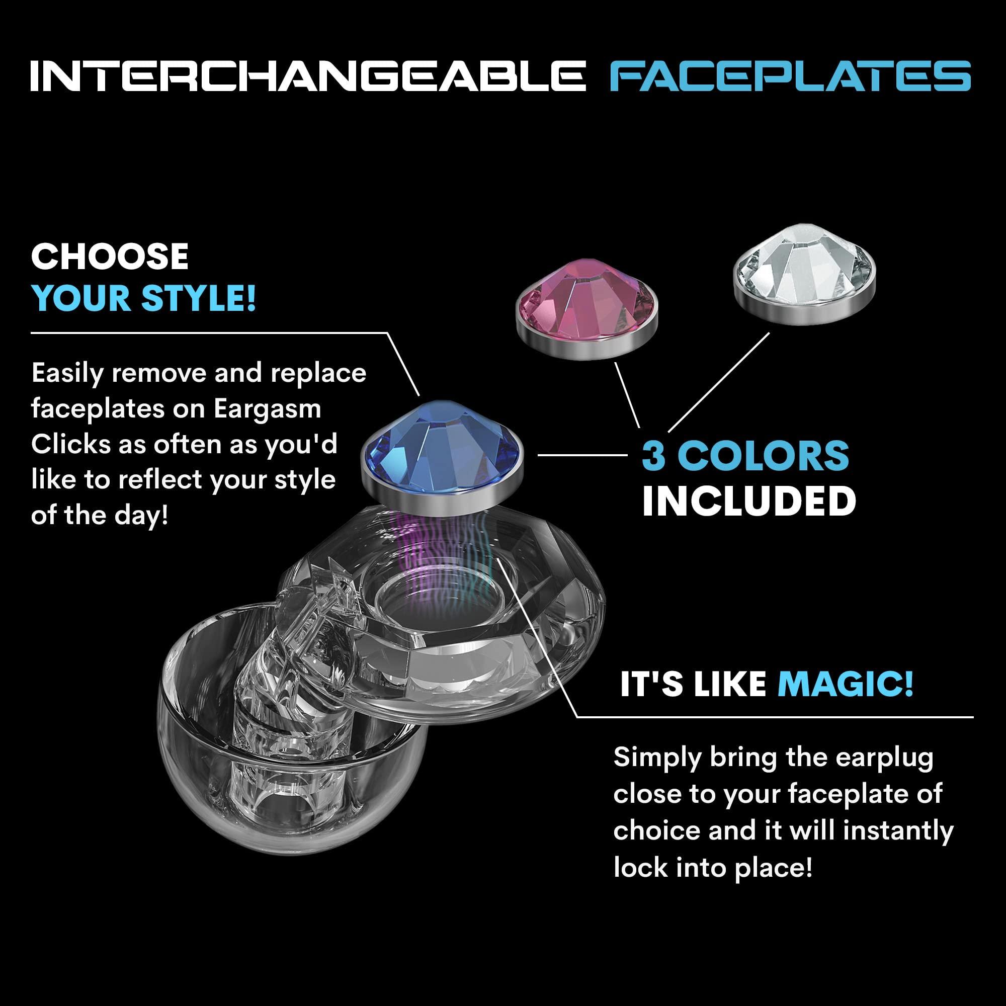 Eargasm Eargasm Clicks Earplugs - Reusable Noise Reduction Ear-Plugs with Customizable Gemstone Faceplates - Hearing Protection for Noise Sensitivity at Live Concerts, Motorcycles, Sports Events, Festivals