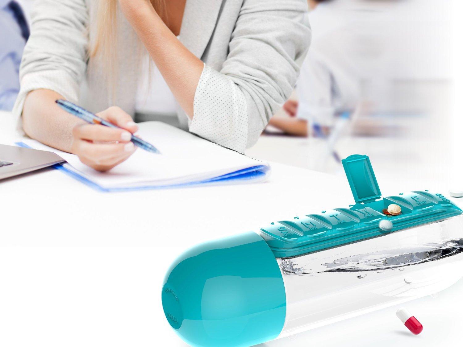 asobu Pill Organizer Bottle 20 Oz Blue