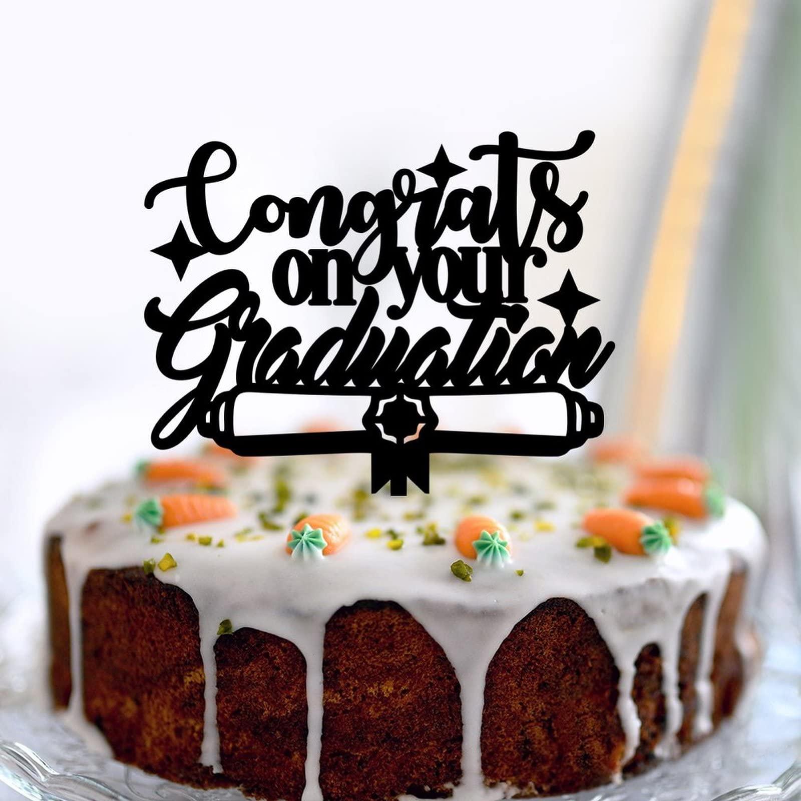 lutieger Graduate Cake Topper Congrats on Your Graduation For High School Graduation Cake Decorations Cake Topper Graduation Hat Graduation Gifts For Him/Her For Son/Daughter Acrylic Black