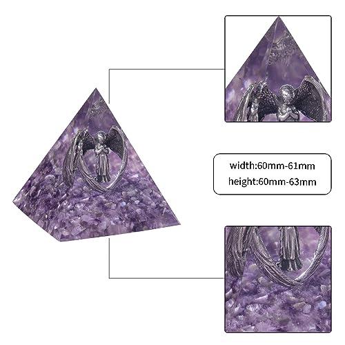TUMBEELLUWA TUMBEELLUWA Guardian Angel Crystal Pyramid Praying Stone Statue Orgone Energy Generator for Protection Meditation Reiki Healing, Amethyst