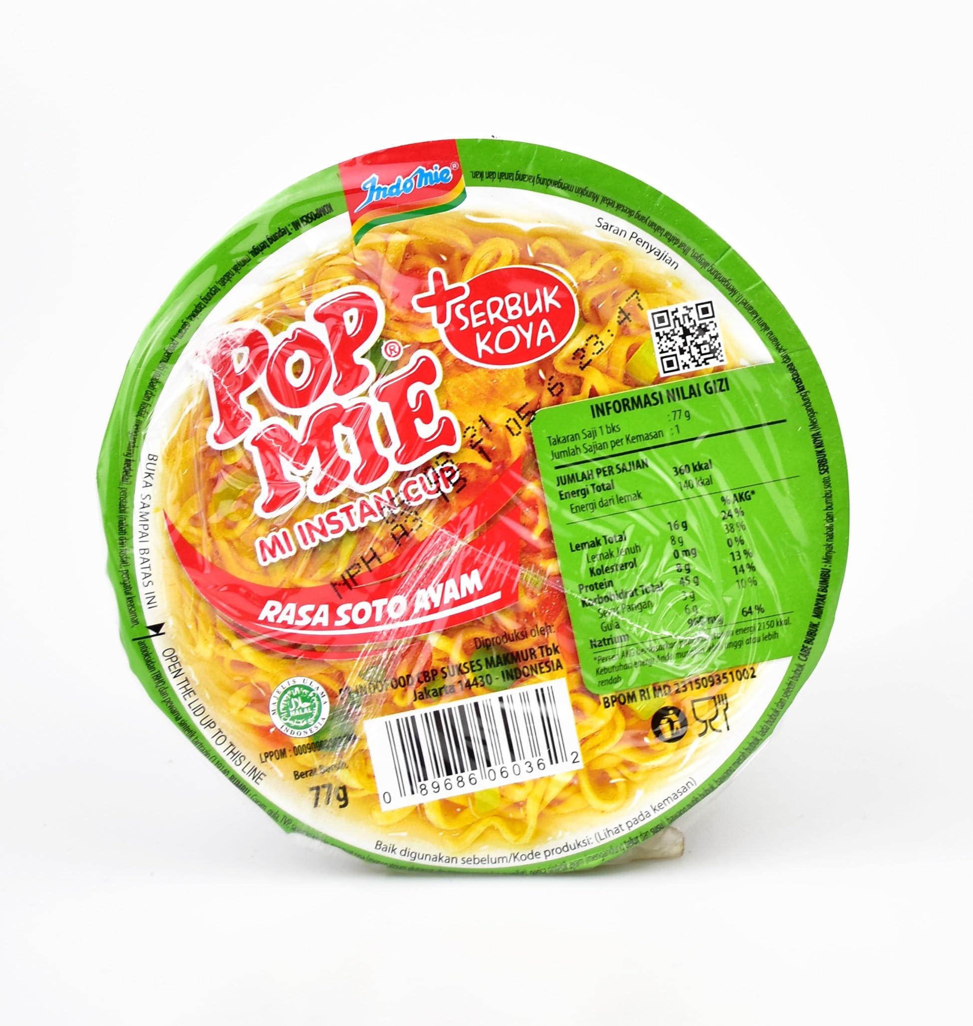 Pop Mie Pop Mie Instant Cup Noodle Rasa Soto Ayam Flavour, 77 gram (Pack of 1)