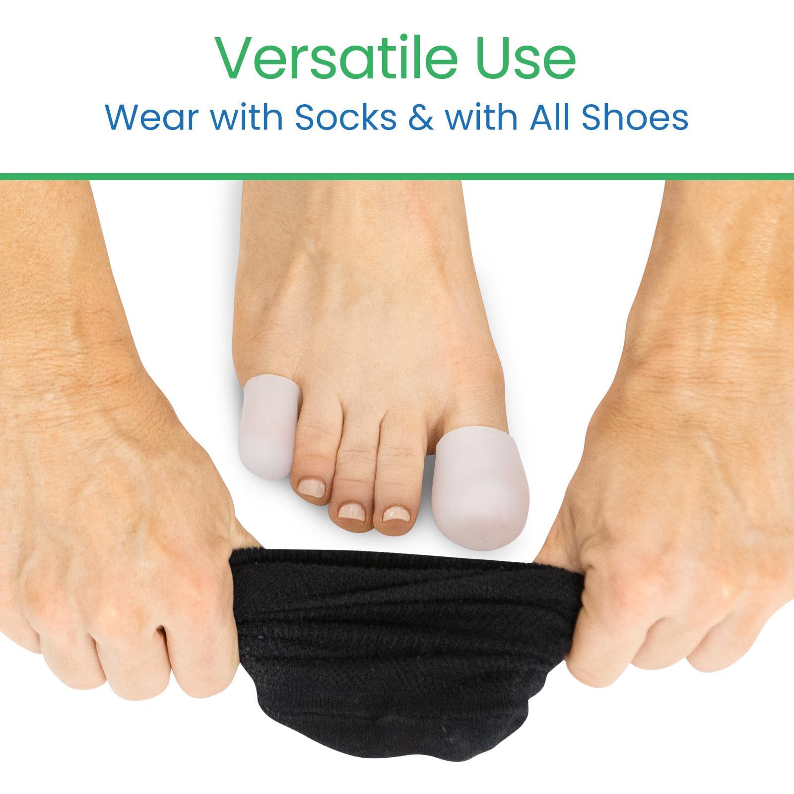 VIVEsole ViveSole Soft Gel Toe Protectors for Men & Women- Toe Caps for Foot Pain Relief - Flexible Cushion Sleeves for for Blisters, Ingrown Toenails, Hammer Toes, Corns, Calluses, Blisters (Variety Pack)