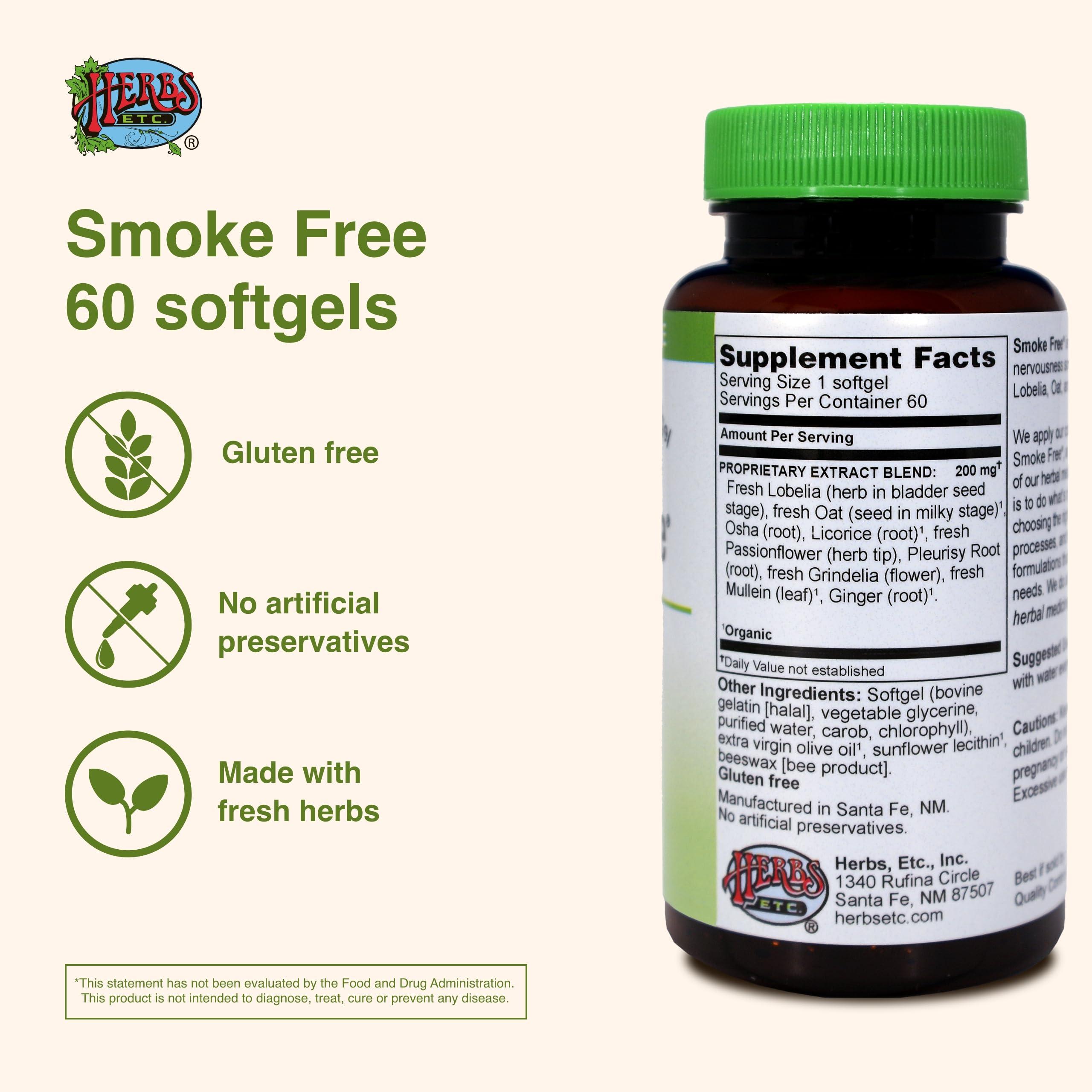Herbs Etc. Herbs Etc. Smoke Free - Support While Quitting - Healthy Respiratory System Support - Aids Against Edginess & Unpleasant Attitudes - 60 Softgels (60 Servings)