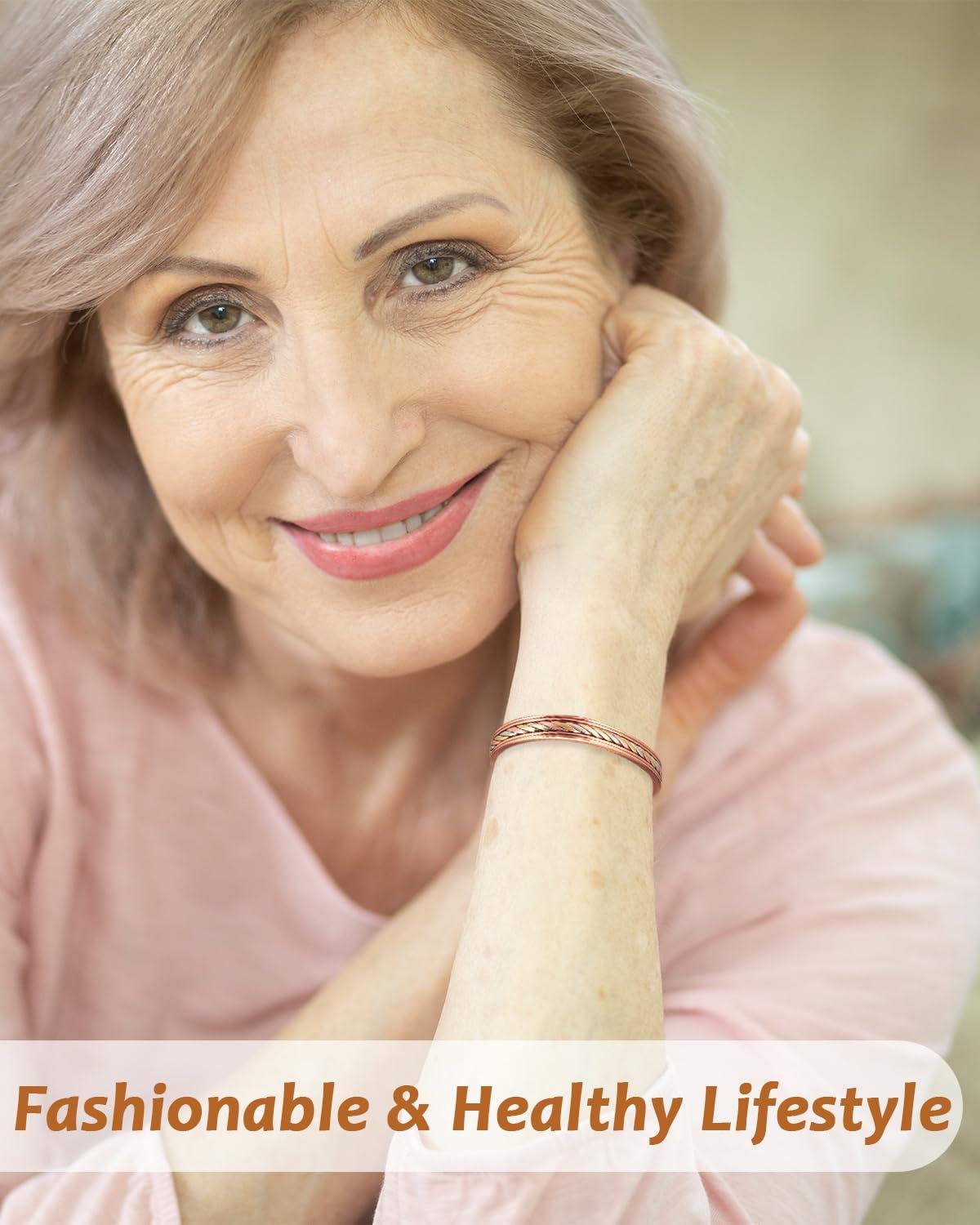 MagVIVACE MagVIVACE Women Copper Magnetic Bracelet for Arthritis, Pure Copper Jewelry, Lymph Detox Bracelets with 3500 Gauss Magnet(1009)