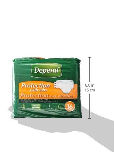 Depend Depend Incontinence Protection with Tabs, Maximum Absorbency, L , 16 ct