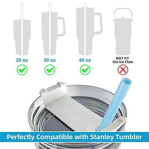AUAUY AUAUY 6 PCS Silicone Replacement Straws for Stanley 40oz 30oz Cup, Reusable Colorful Straws Compatible with Stanley Adventure Quencher Travel Tumbler, Cup Straws with Cleaning Brush & Straw Covers