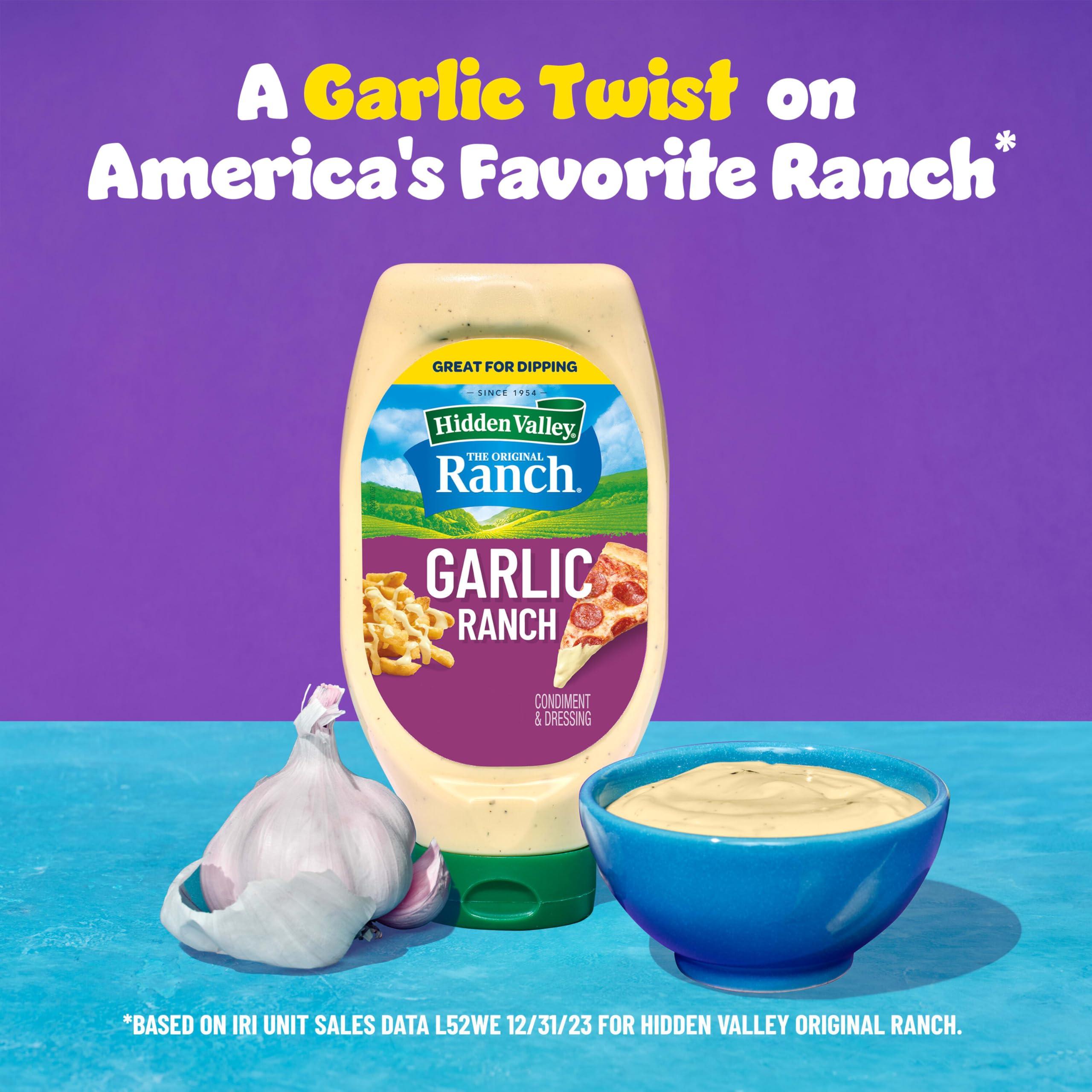 Hidden Valley Hidden Valley Garlic Ranch Condiment and Dressing, 20 Fluid Ounce Bottle (Package May Vary)
