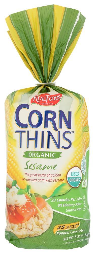 Real Foods Real Foods Organic Corn Thins - Sesame - 5.5 oz - 3 pk