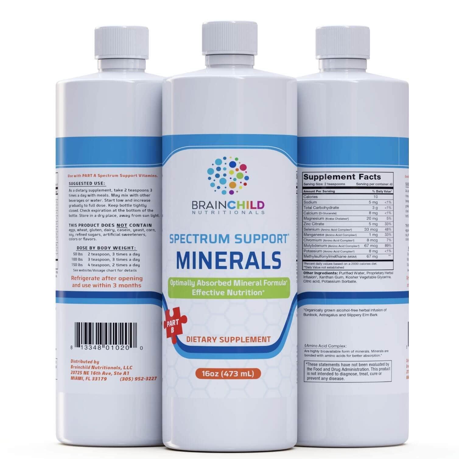 BrainChild Nutritionals BrainChild Nutritionals Spectrum Support Minerals, Liquid Supplement for People On The Spectrum - Gluten Free, Soy Free and Made Without Dairy