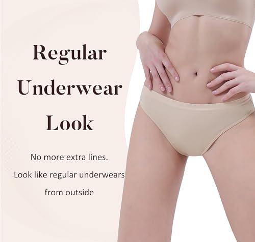 AIRCUTE AIRCUTE Washable Absorbent Urinary Incontinence Underwear for Women Girl Bikini Leakproof Panty for Leakage Flow 25ml, 3 Pack (Large, Beige)
