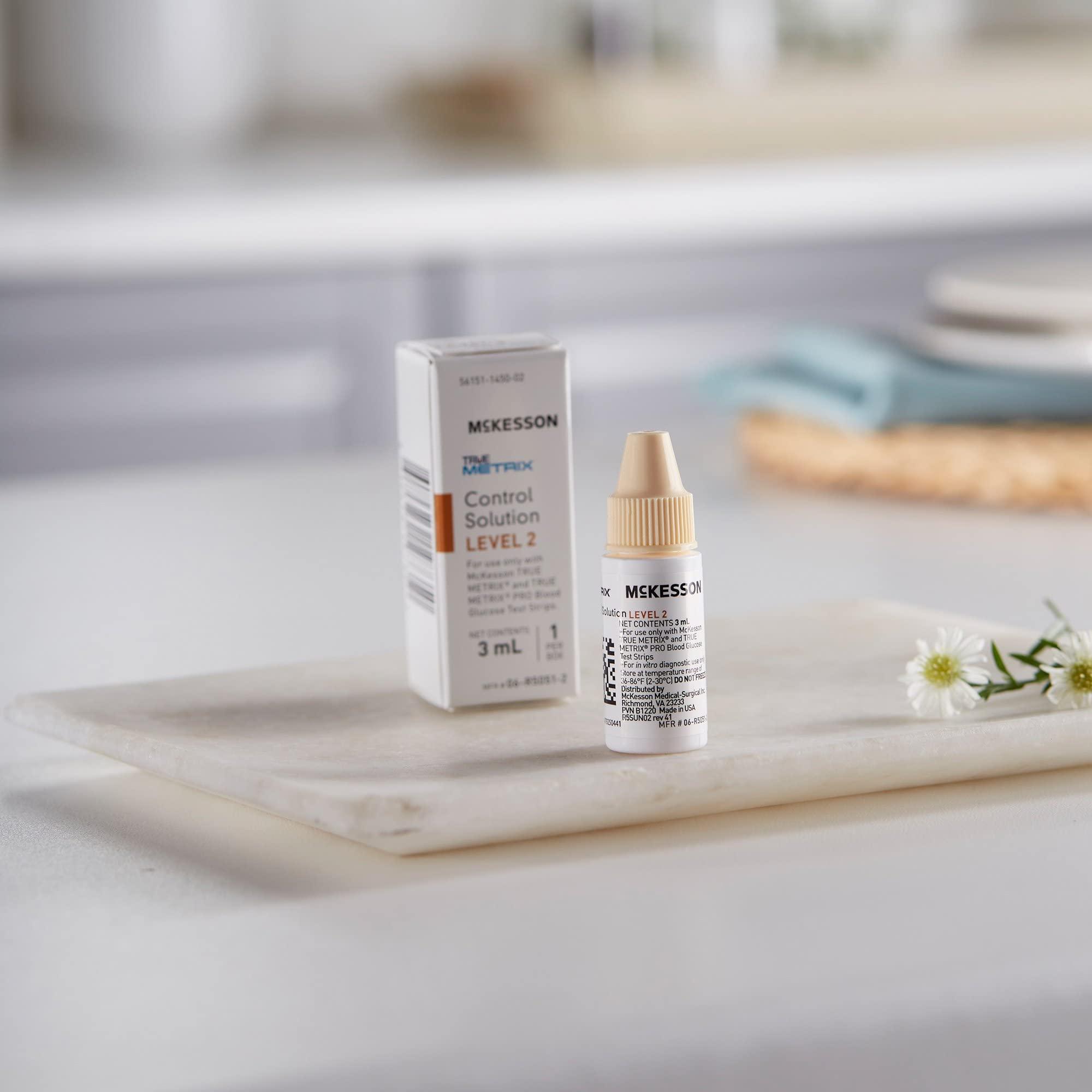 McKesson McKesson True METRIX Blood Glucose Testing Control Solution, Level 2, 3 mL Vial, 24 Count