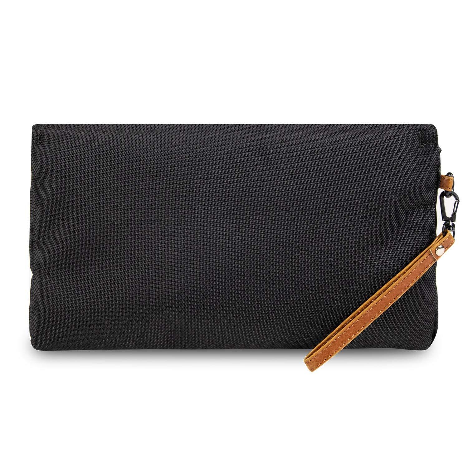 Skunk Skunk Mr Slick Smell Proof Bag 11\"x6\" US PATENT NUMBER D824,672 (Black/Brown Leather)
