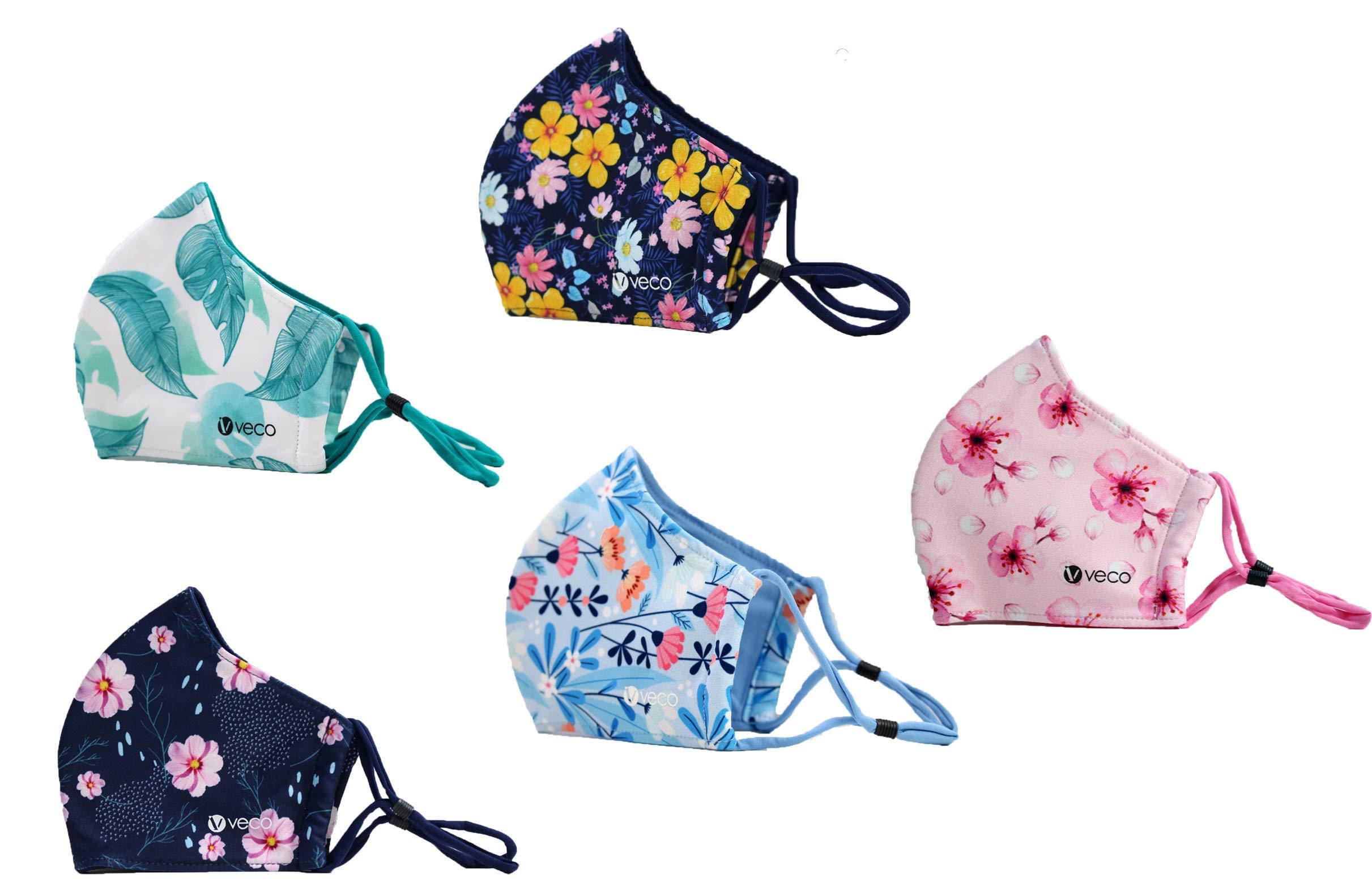 VECO VECO Fabric Face Mask - Pack of 5 (Adult, Combo 4)
