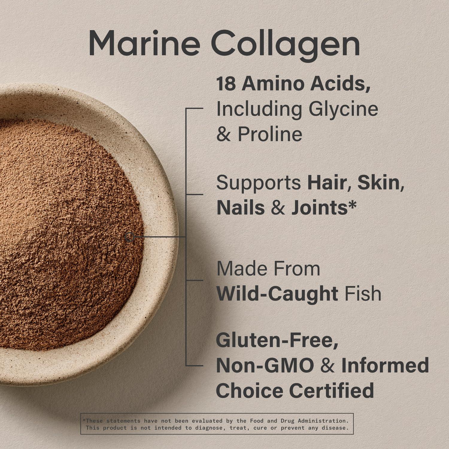 Sports Research Sports Research Marine Collagen Peptides, Dark Chocolate - Hydrolyzed 1&3 Collagen from Wild-Caught Fish - Pescatarian Non-GMO Gluten Free - 30 Servings