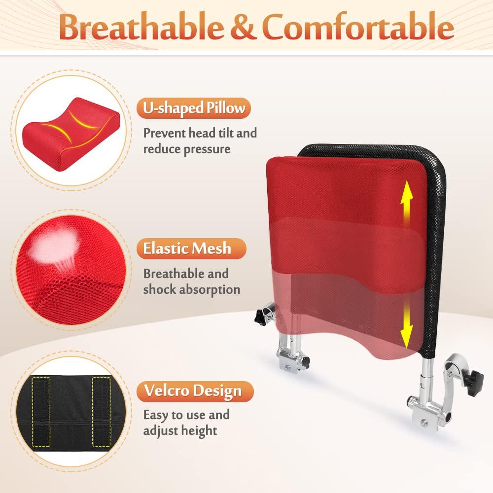 Mybow Wheelchair Headrest Neck Support Head Positioning Pillow Medical Neck Surgery Foam Wedge Keep Head Straight Immobilizer Back Support Cushion Headrest Attachment for Wheelchair Accessories Seniors
