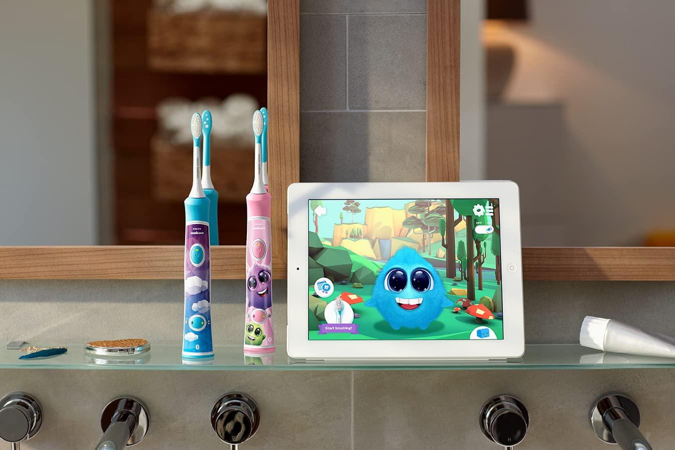 Philips Sonicare Philips Sonicare for Kids 3+ Bluetooth Connected Rechargeable Electric Power Toothbrush, Interactive for Better Brushing, Turquoise, HX6321/02