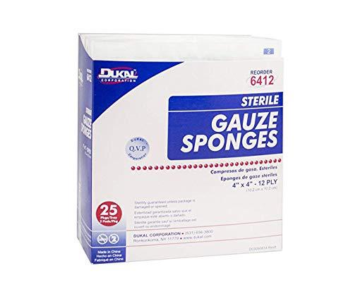 Dukal Dukal Gauze Sponge - Sterile, 4" x 4" 12-ply - Model 6412 - Box of 50