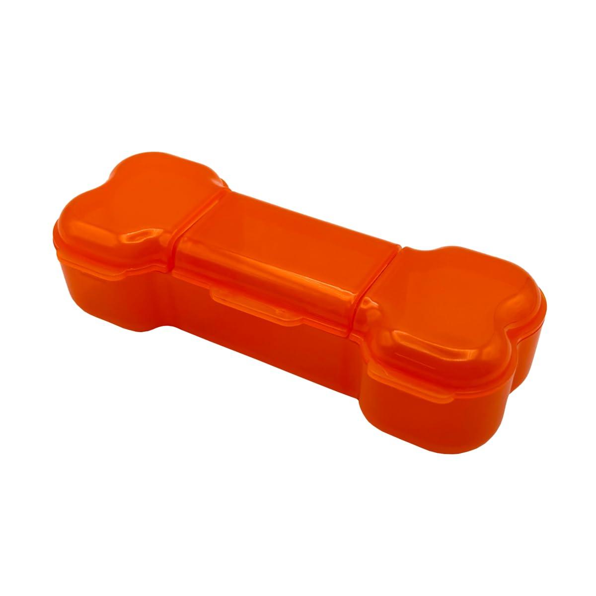 EZY DOSE EZY DOSE Dog Bone Pill Case, Medicine Planner, Vitamin Organizer Box, Weekly Dispenser for Daily Doses, 3 Individually Large Compartments, Convenient for Treat Storage, Pet Friendly, Orange, BPA Free