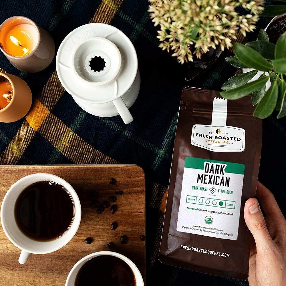 Fresh Roasted Coffee Fresh Roasted Coffee, Organic Dark Mexican, 5 lb (80 oz), Dark Roast, Mold & Mycotoxin Tested, Kosher, Ground