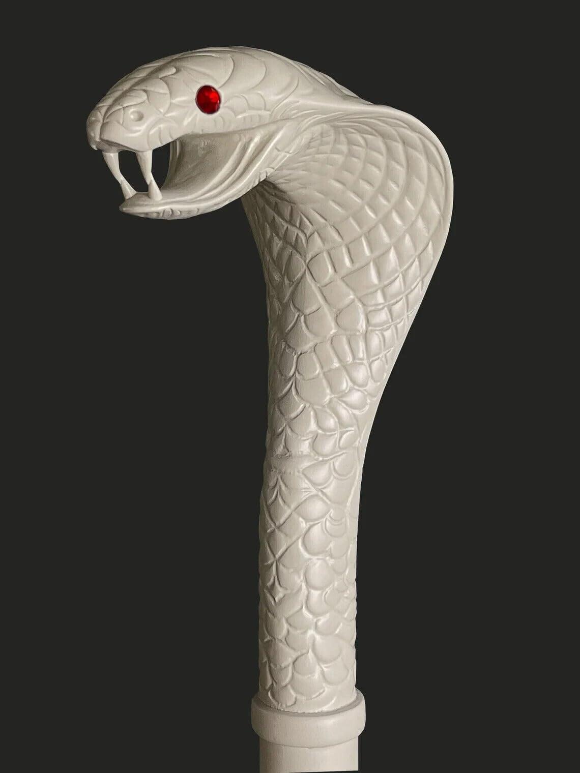Generic Cobra Snake Wooden Walking Cane Stick 37\" Hand Carved Cobra Head Unique Designe Beautiful Carving for Men by H & A Collections