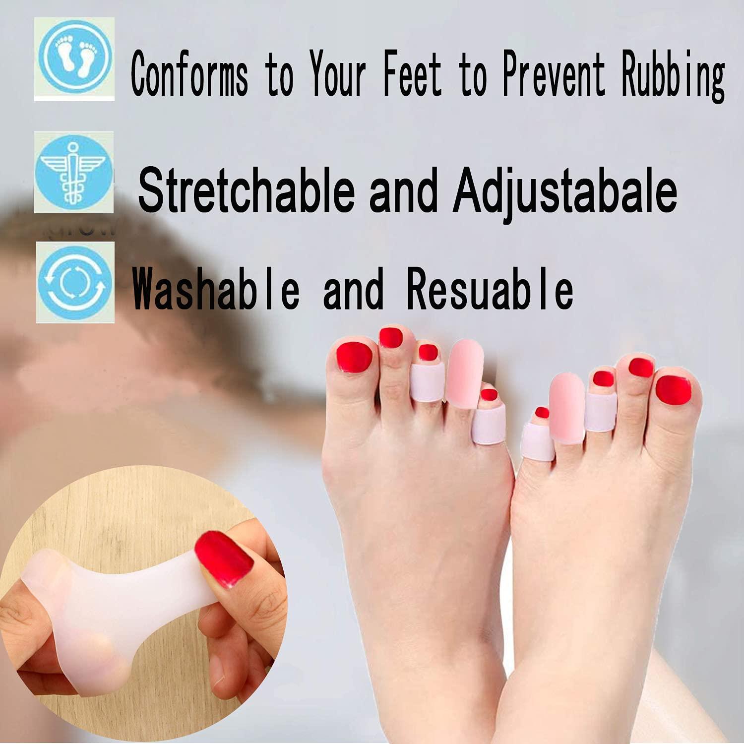 Reppkyh 24 Pack Gel Pinky Toe Protectors, Silicone Small Toe Caps, Gel Little Toe Sleeves For Corns, Little Toe Tubes, 2 Different Sytle Reduct Friction from Shoes Blisters, Calluses, Hammer Toes