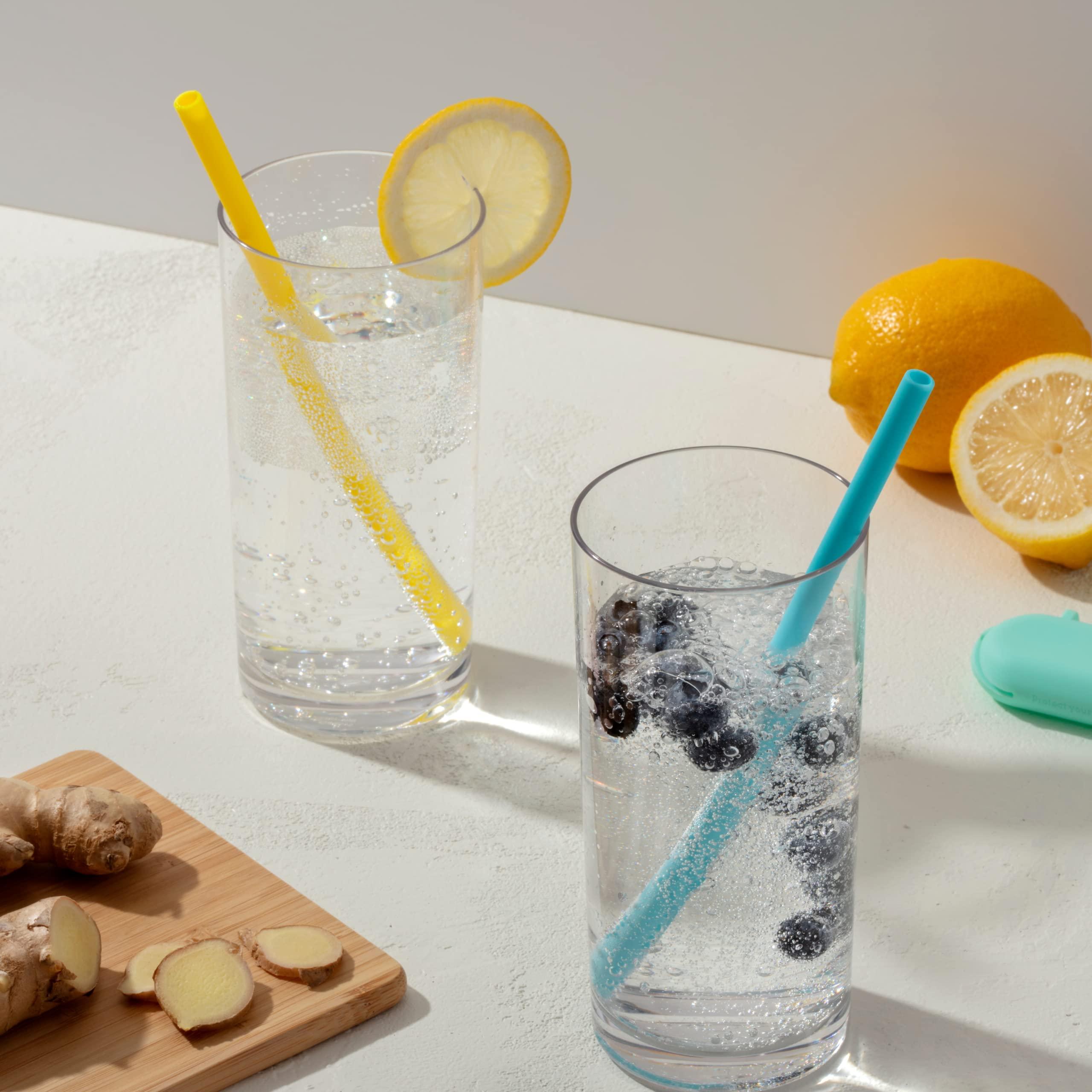 GIR GIR: Get It Right Reusable Silicone Straws with Travel Case and Clean Wand, Eco-Friendly Drinking Straws for Hot and Cold Beverages, 5-Pack (Mist)