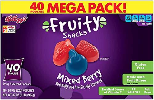 Fruity Snacks Fruity Snacks, Mixed Berry, Gluten Free, Fat Free, 32 Oz (40 Pouches).1 Pack (0.8 Ounce (Pack of 40)