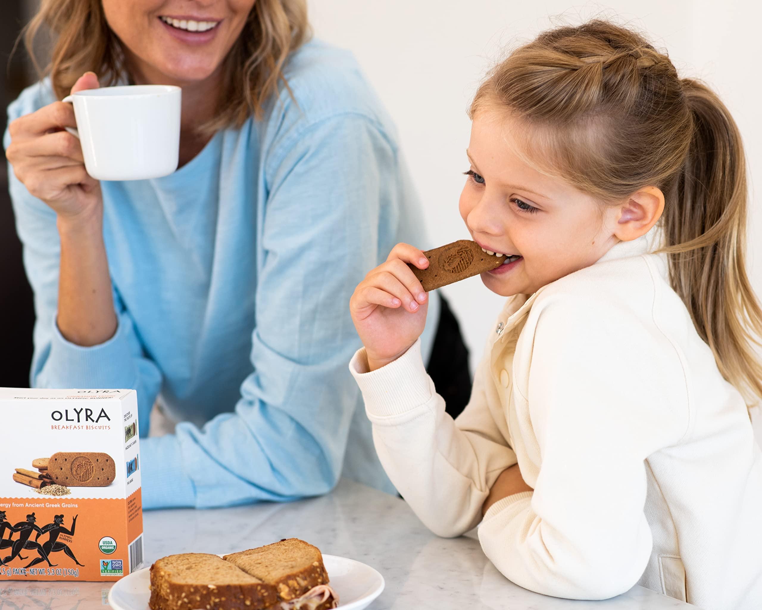 Olyra Ancient Greek Grains Olyra Breakfast Biscuits Cinnamon Tahini, Kids Healthy Snacks, Low Sugar, High Fiber, Plant-Based Protein Cookies, Organic Breakfast Cookies with Ancient Greek Grains, 24 Packs
