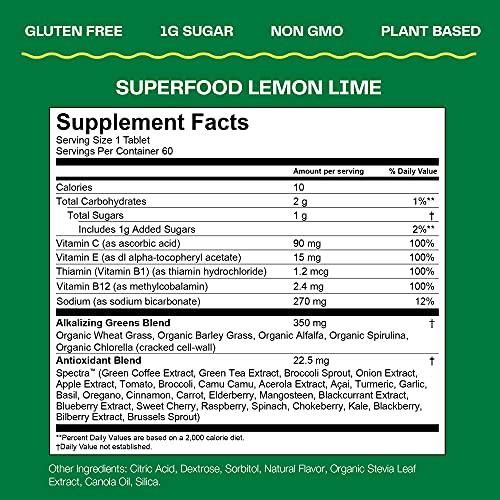 Amazing Grass Amazing Grass Fizzy Green Tablets Superfood Lemon Lime: Green Superfood Water Flavoring Tablet with Antioxidants & Alkalizing Greens, 60 Count (Packaging May Vary)