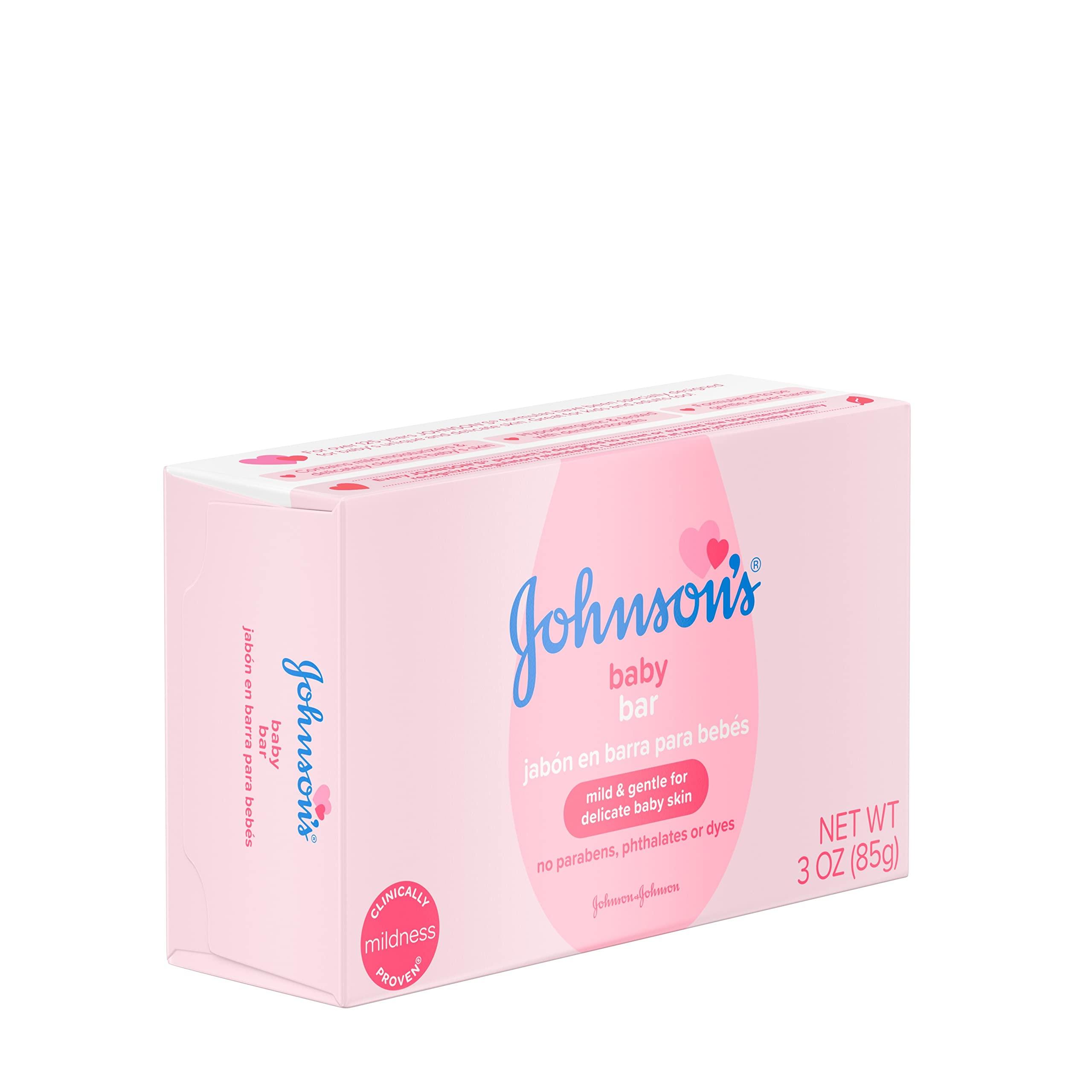 Johnson's Baby Johnson's Baby Body Soap Bar, Gentle for Baby Bath and Skin Care, Hypoallergenic and Dermatologist Tested, Paraben Free, Phthalate-Free, Dye-Free, 3 oz (Pack of 6)