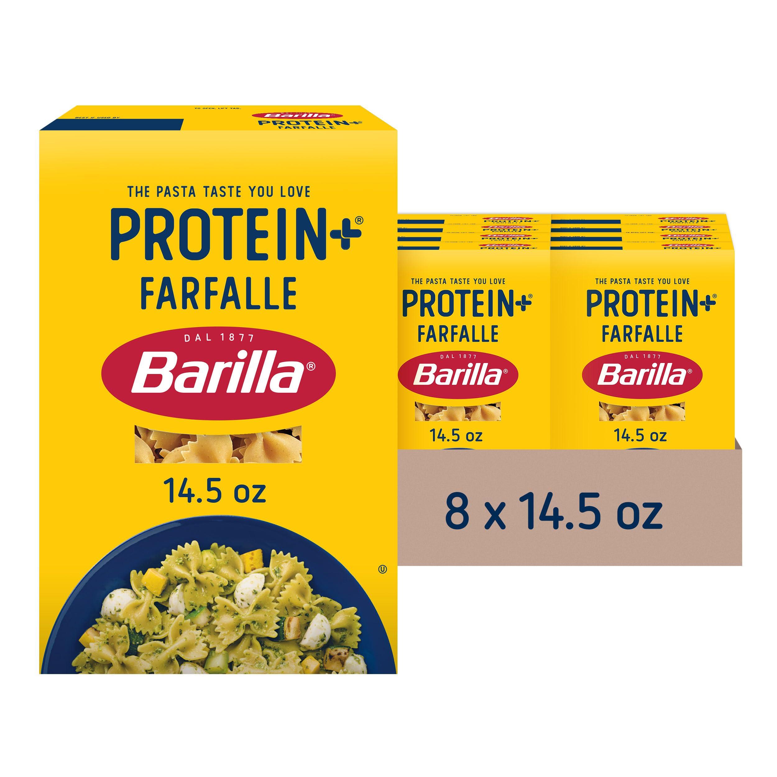 Barilla BARILLA Protein+ (Plus) Farfalle Pasta, 14.5 Ounce (Pack of 8) - plant based pasta - Made from Lentils, Chickpeas & Peas - Non-GMO, Kosher Certified and Vegan