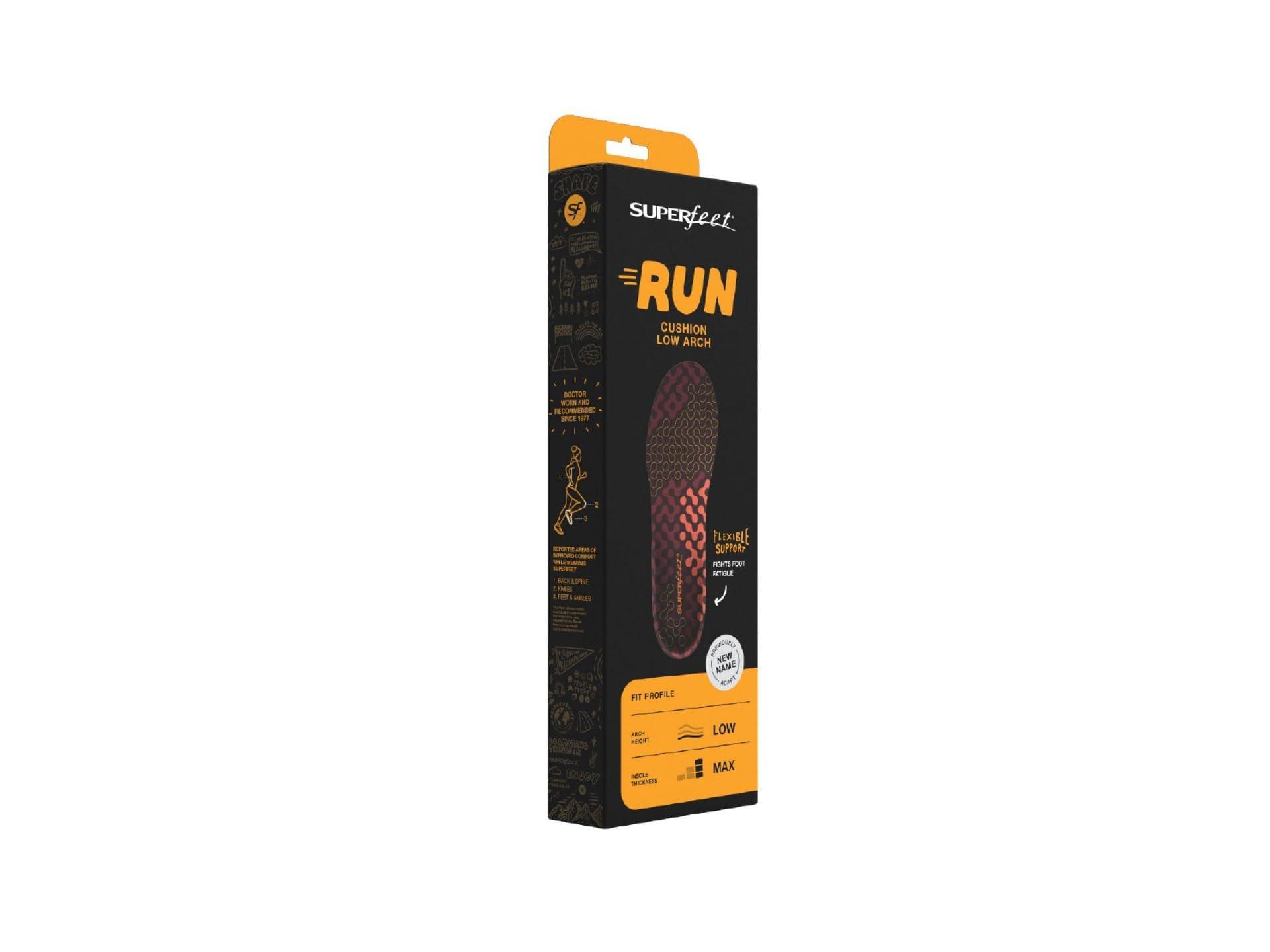 Superfeet Superfeet Run Cushion Low Arch Insoles - Low Arch Support - Trim-to-Fit Inserts for Running Shoes - Professional Grade - 5.5-7 Men / 6.5-8 Women