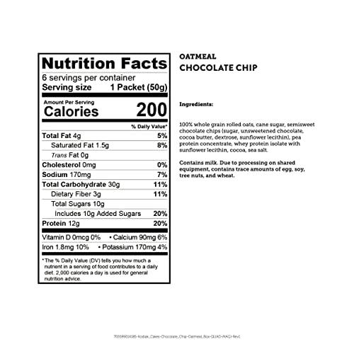 Kodiak Cakes Kodiak Instant Oatmeal Packets, Chocolate Chip, High Protein, 100% Whole Grains, 1 box with 6 packets (6 packets)