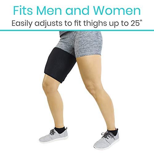 Vive Vive Thigh & Hamstring Compression Sleeve Brace for Men & Women (2 Pack, Black) - Pain Relief Support Wrap for Sciatica, Hip Flexor, Groin, Leg, Upper Thigh - Quick Results & Sciatic Nerve Recovery