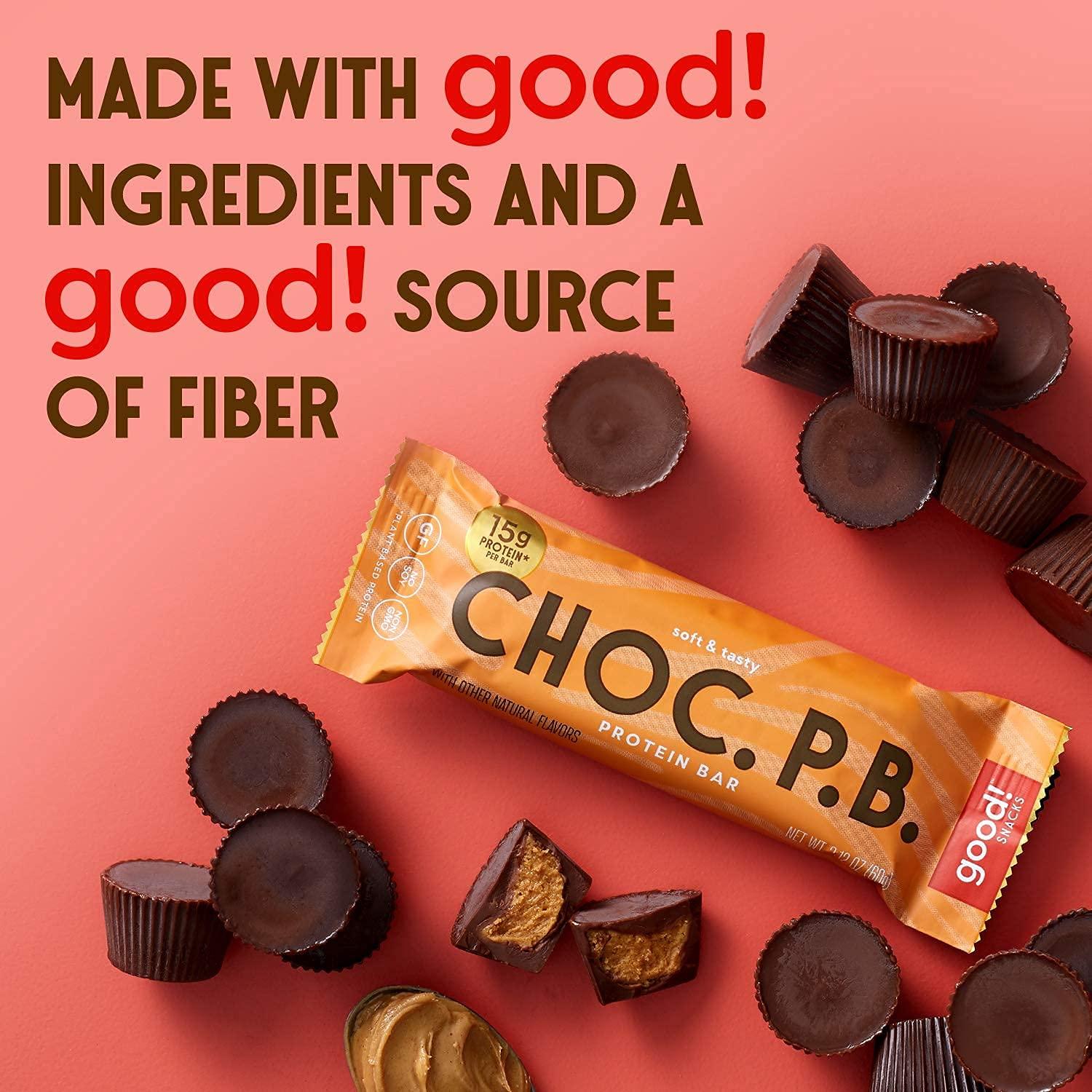 good! good! Snacks Vegan Protein Bars Bundle, Chocolate Peanut Butter & Cookie Dough (24 Bars) Gluten-Free, Plant Based, Low Sugar, High Protein Meal Replacement, Healthy Snacks for Energy, 15g Protein