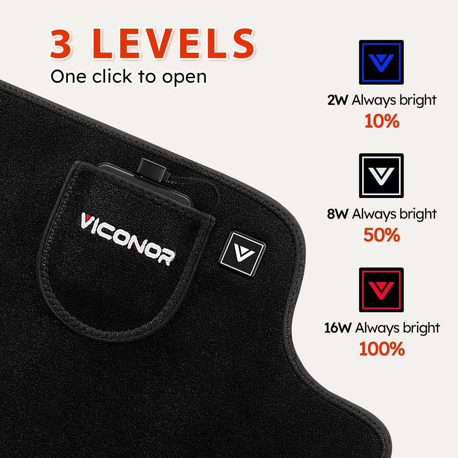 Viconor Red Light Therapy Device for Knee Elbow Joint PainTherapy Pad with 660nm Light and 850nm Near Infrared Light, APP Control, Led Red Light Therapy Wrap Home Use Gift (Black1)