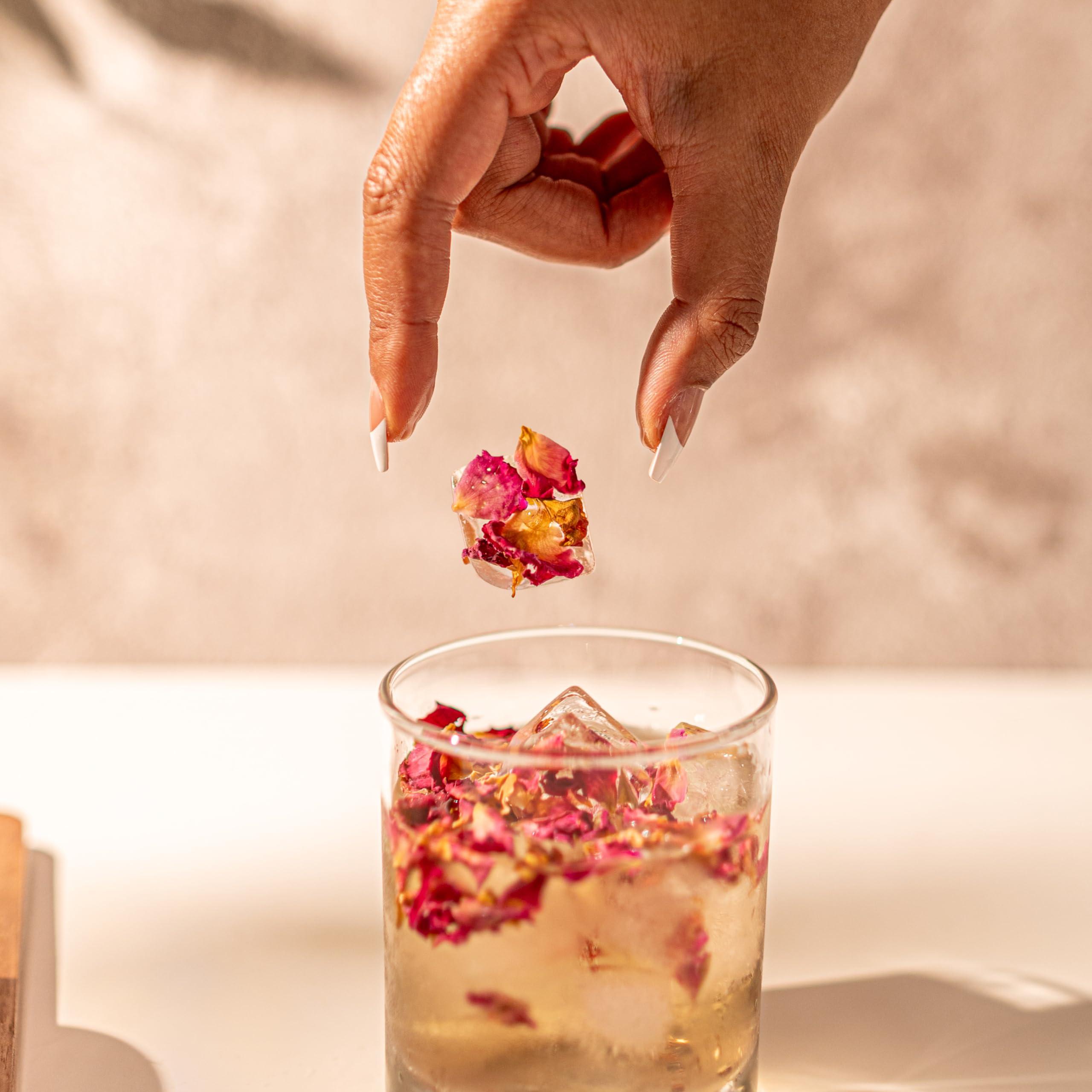 20 Leaves Dried Rose Petals - 100% Certified Organic - Herbs - Red Rose Petals for Loose Leaf Tea, Cocktails and Cakes - 4oz Resealable Bag - 1 Pack