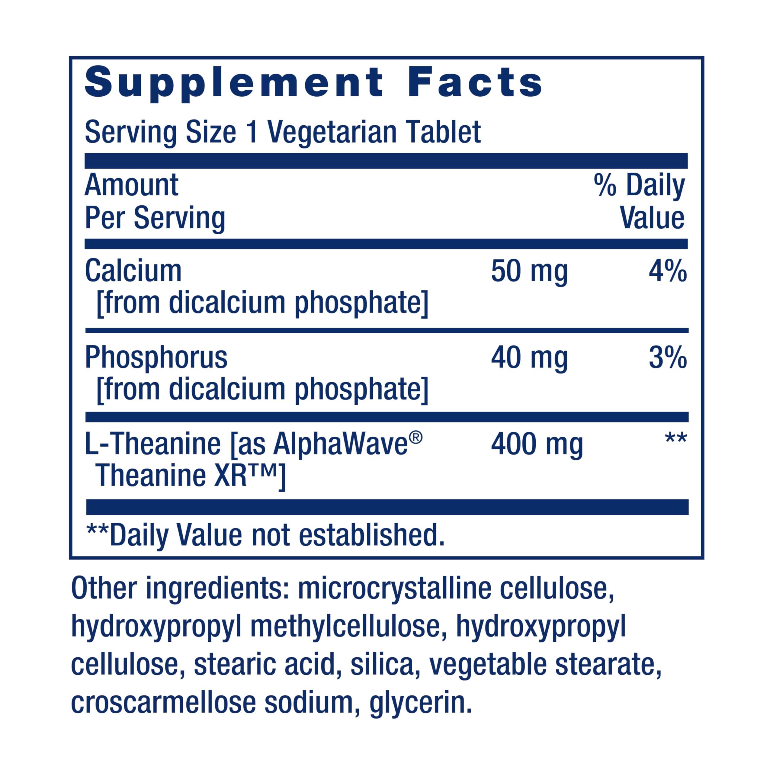 Life Extension Life Extension Theanine XR Stress Relief L-Theanine Promotes a Calm Response to Daytime Stress Non-GMO, Gluten-Free, Vegetarian 30 Tablets