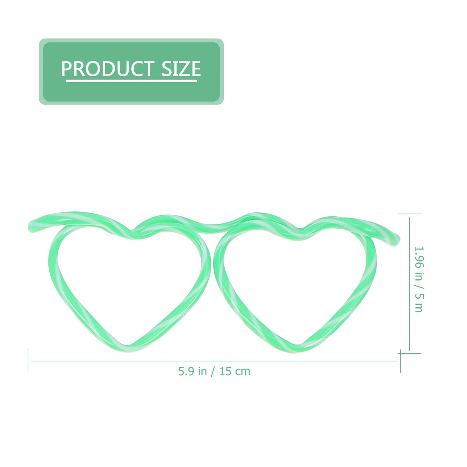 EXCEART Drinking Straws Glasses- Shaped 12Pcs DIY Heart Glasses Plastic Silly Straw Eyeglasses for 7 Colors