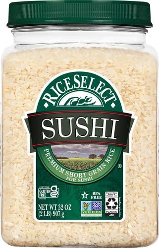 RiceSelect RiceSelect Sushi Rice for Sushi and Japanese Food, Premium Gluten-Free Short-Grain Rice, Non-GMO, 32-Ounce Jar