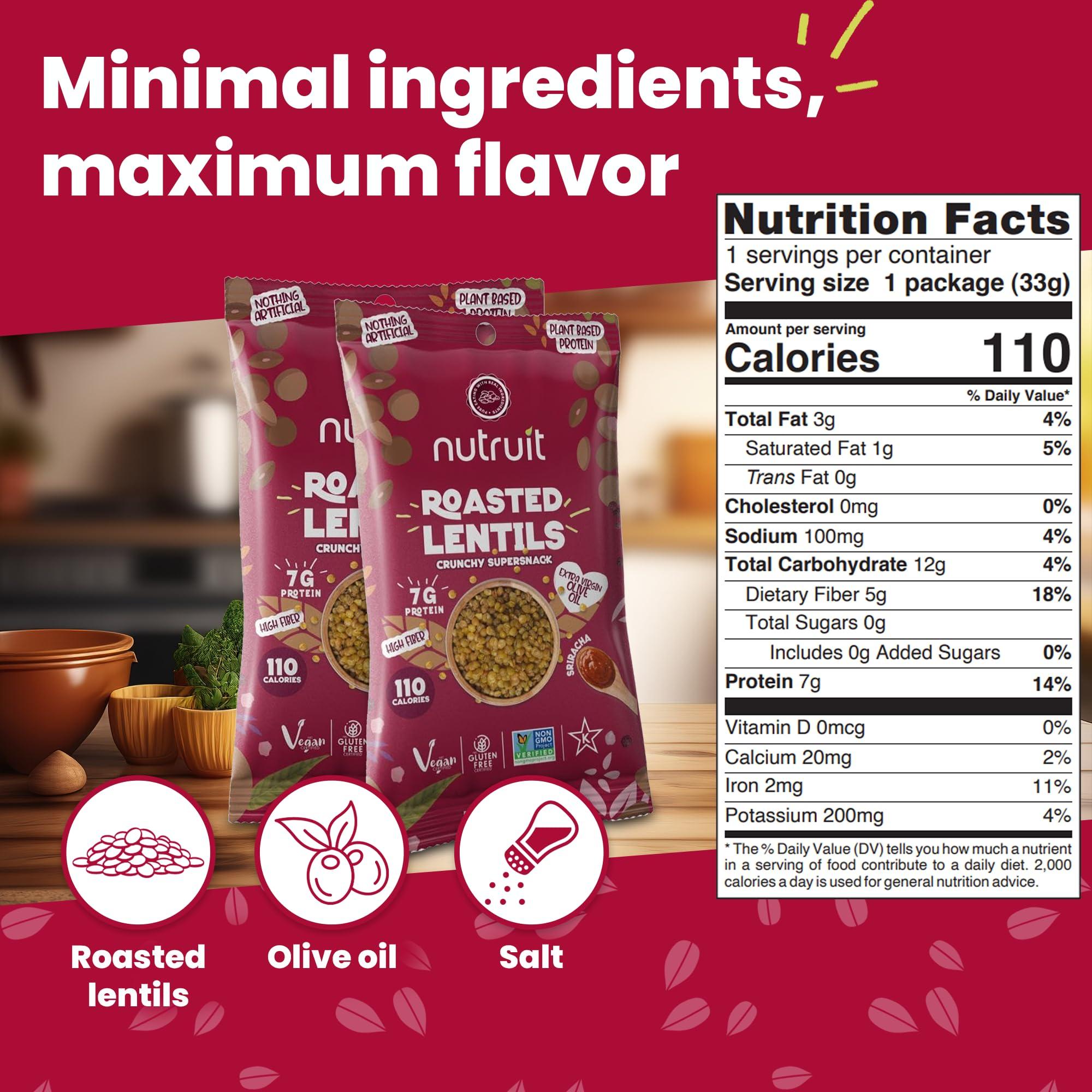 nutruit Nutruit Roasted Lentil Snacks - Tasty Smoked Barbecue Healthy Snacks - Vegan, Gluten Free, Non-GMO, High Protein, Healthy On-The-Go, Low Calorie Lentils Snacks - 1.2oz Packs (20-Pack)