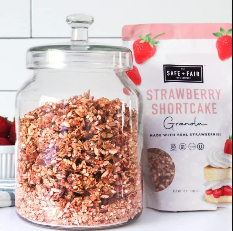 The Safe + Fair Food Company Safe + Fair Strawberry Shortcake Granola Gluten-Free, Dairy-Free & Vegan Snack Allergen-Free, Non-GMO, and No Artificial Ingredients - 12oz