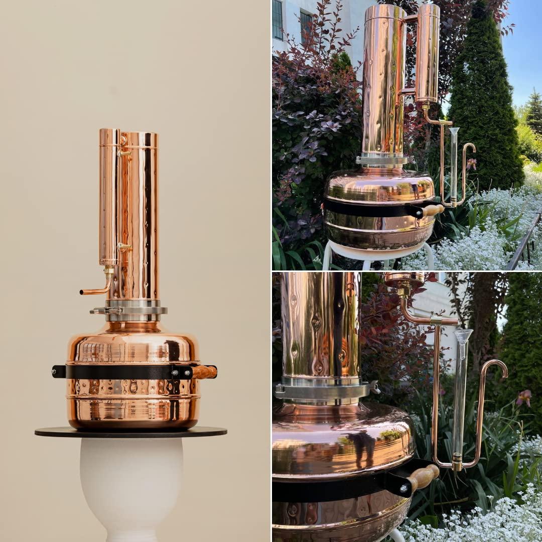 Copper Pro Essential Oil Distiller Kit for Steam Distillation Oil Making and Extracting - Home Distiller Equipment DIY Essential Oil from Herbs, Plants and Flowers (5.3 Gall (20L))