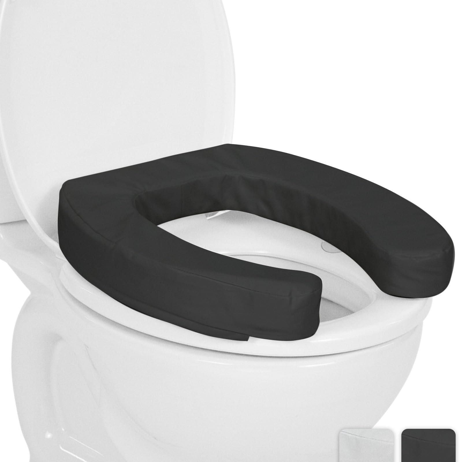 Vive Vive Toilet Seat Cushion (Soft Cushioned Foam) - Easy Clean Soft Padded Bathroom Attachment - Elongated, Standard Seats - Comfort and Support Donut for Handicap, Adults (2\" Cushioned Foam, Black)