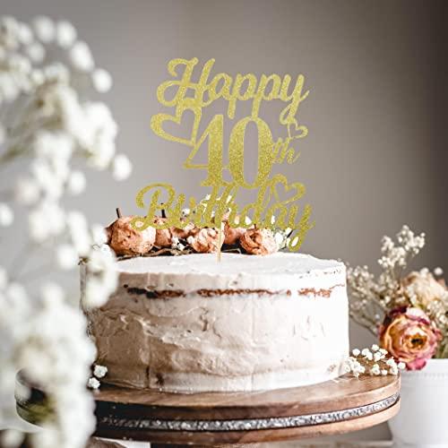 YOUAME YOUAME Happy 40th Birthday Cake Topper - Birthday Cake Topper Decorations, birthday Cake Smash photo booth props, Glitter cake decorating supplies.