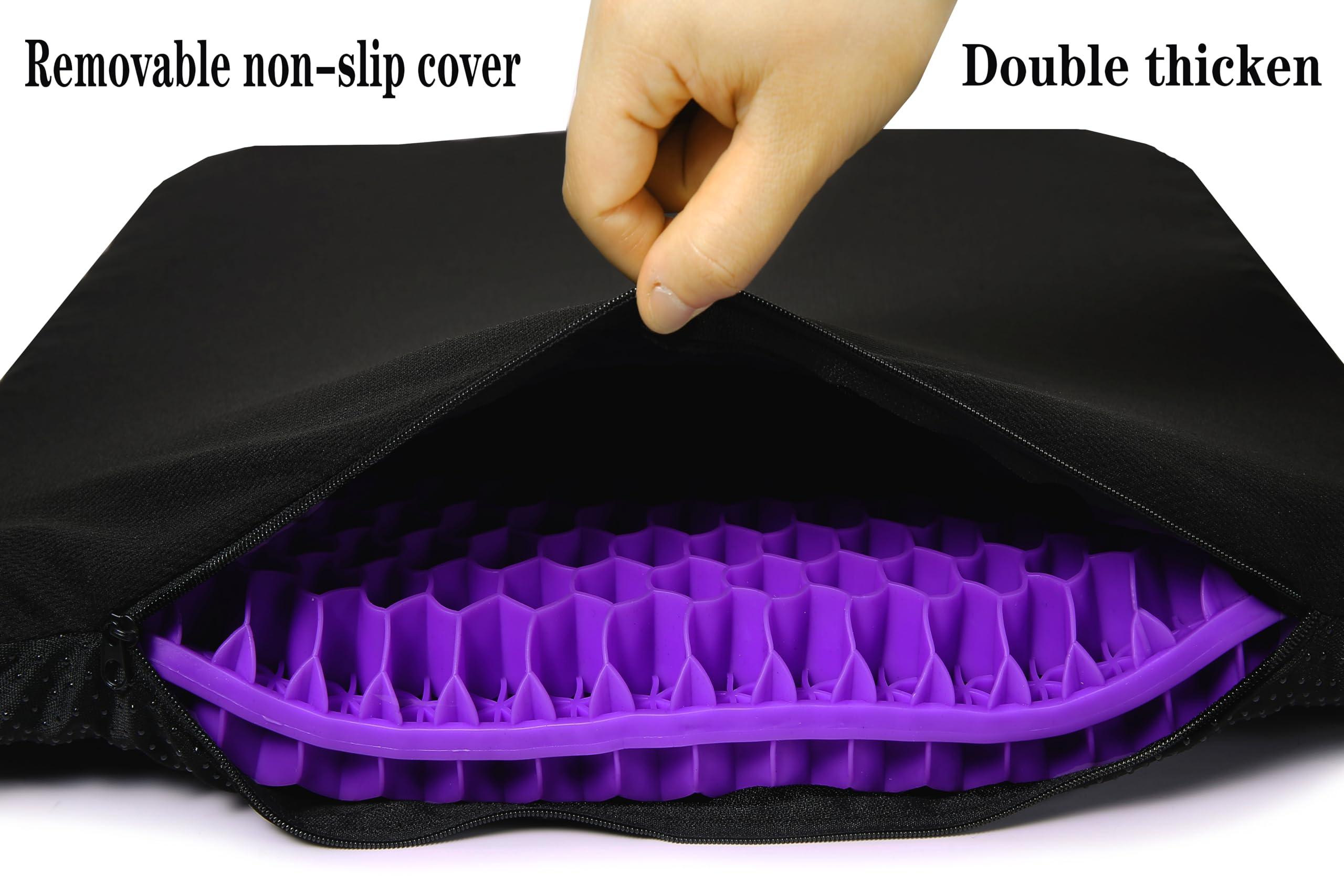N\C NC Gel Seat Cushion for Long Sitting, Pressure Relief pad, Back, Hip, Sciatica, Tailbone Pain Relief Cushion, Use for The Car, Office, Wheelchair, Stadium Bleachers, Outdoor Travel .(Purple)
