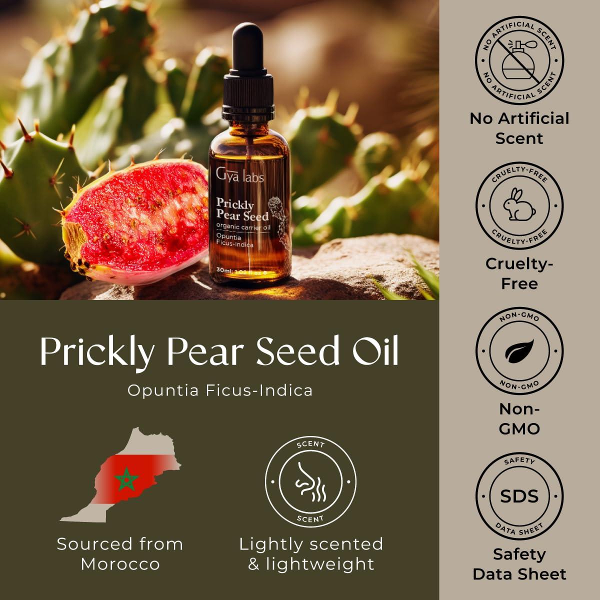 Gya Labs Gya Labs Organic Prickly Pear Seed Oil for Face - 100% Pure Natural Prickly Pear Carrier Oil for Skin, Hair, Nails (1 Fl Oz)