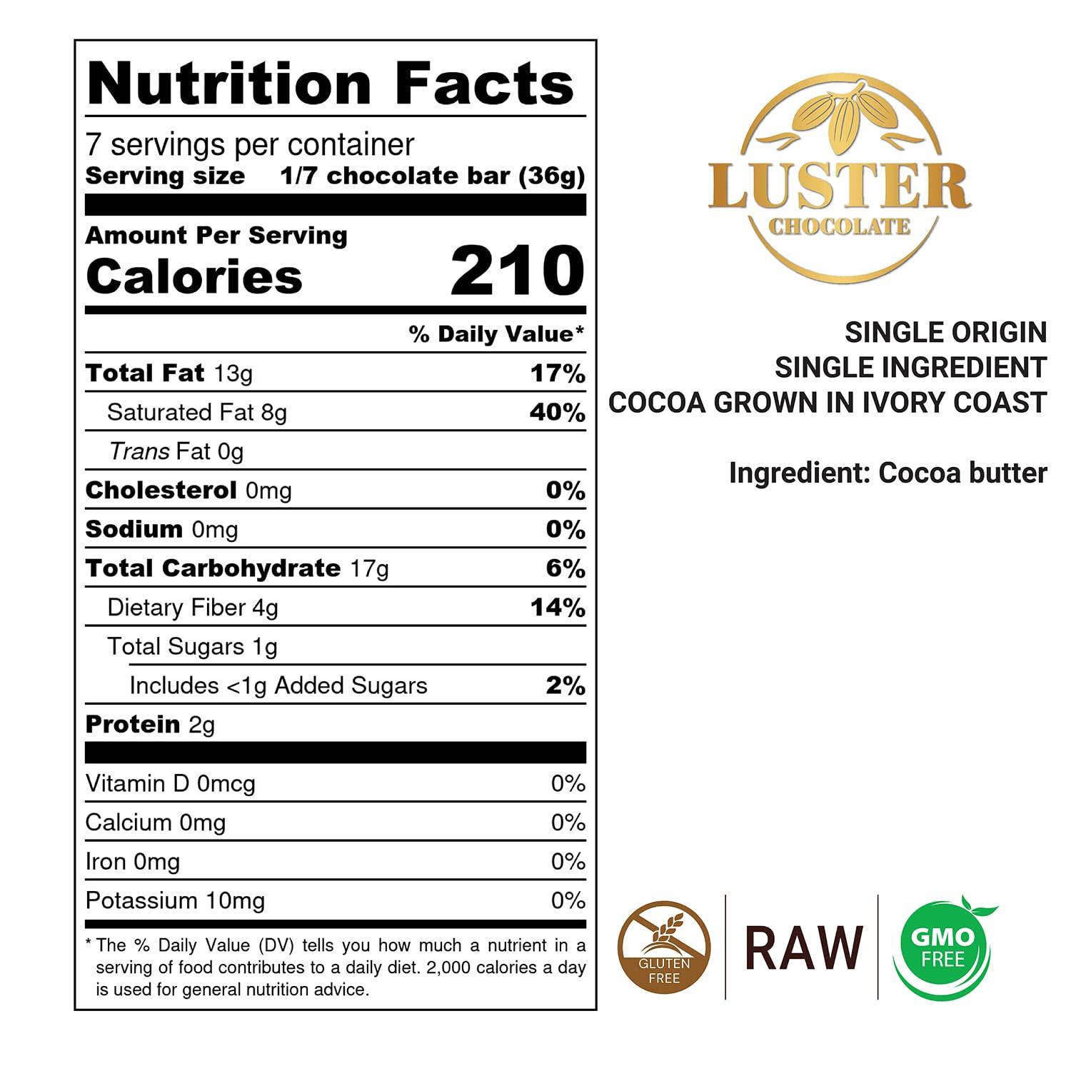 Luster Chocolate Luster Chocolate 100% Natural Cacao Butter Organic 16 oz (454g) Vegan & Non GMO - Gluten Free - Pure Cocoa Butter Raw Organic - Full of Antioxidant